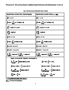 Bài tập ôn chuyên đề Tích phân